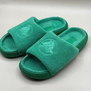 Crocs Fuzzy‎ Slides Green Comfort Bath Spa Size 6W 4M